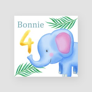 Biglietto di compleanno personalizzato 4th Birthday Card - Fourth Birthday Card - Età 4 - Elefante - Biglietto compleanno per bambini - Per i bambini - Per lui / Lei