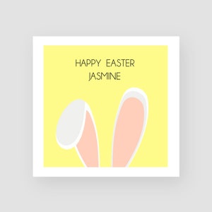 Carte de Pâques personnalisée faite à la main - Lapin de Pâques mignon - Oreilles de Pâques - Pour lui / Elle - Fils / Fille - Christianisme - Cartes saisonnières