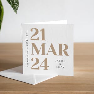 Tarjeta personalizada del 1er aniversario, tarjeta de aniversario de papel para esposa, tarjeta de primer aniversario para marido, regalo de aniversario de papel hecho a mano para ellos