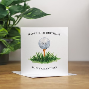 Carte d'anniversaire personnalisée 30e anniversaire de golf, cadeau de petit-fils, carte d'anniversaire de golf de petit-fils, carte d'anniversaire de 30 ans, homme, faite main