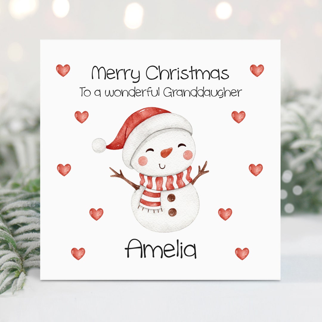 Personalised Snowman Christmas Card for Her - Personalised Little Girl ...
