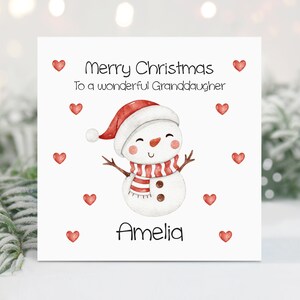 Biglietto di Natale personalizzato con pupazzo di neve per lei – Biglietto di Natale personalizzato per bambina – Biglietto di Natale per nonna – Biglietto di Natale per figlia