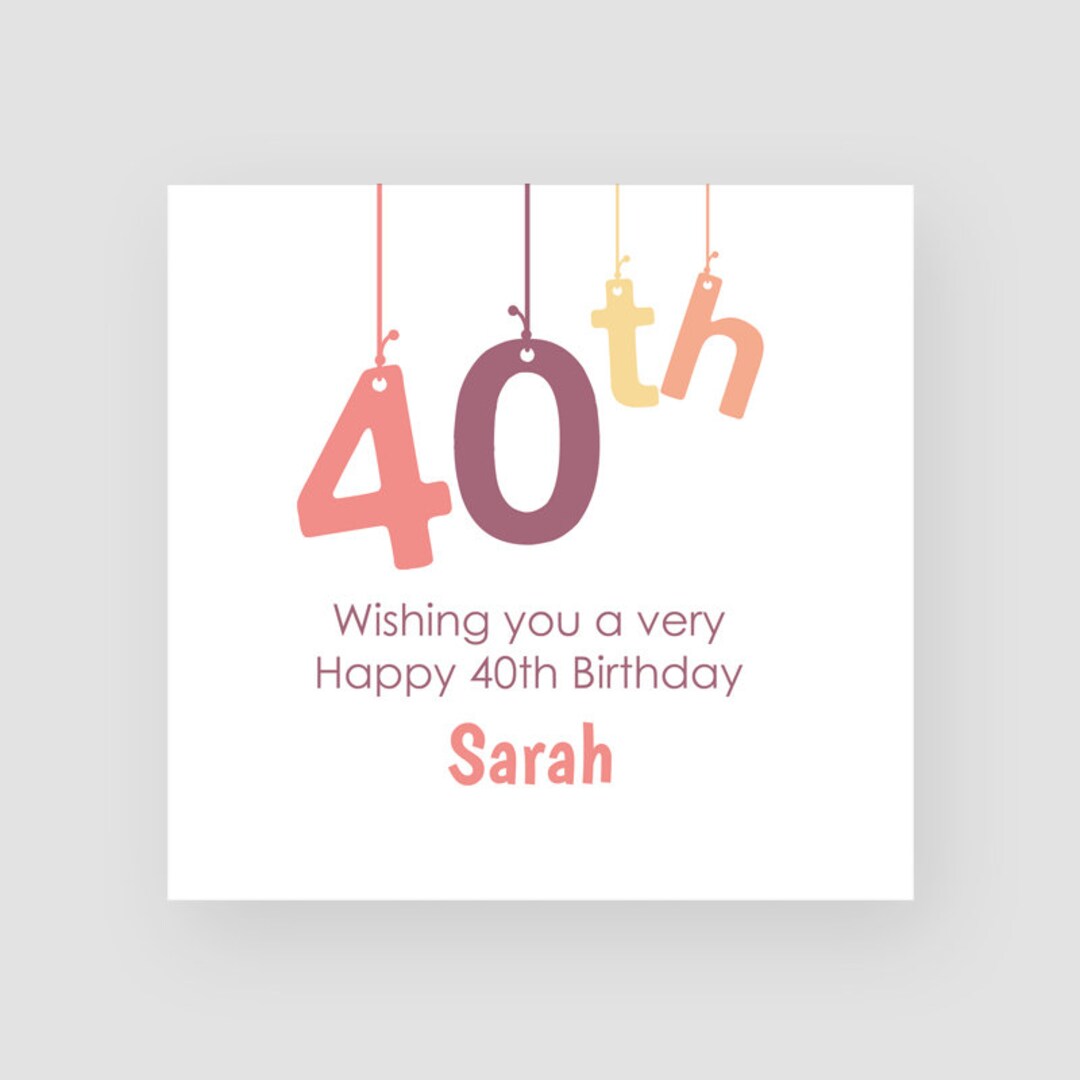Personalised 40th Dangle Birthday Card Fortieth Birthday Card Aged 40 ...