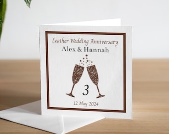 3rd Anniversary Card - Leather Anniversary Card - Third Anniversary Card - Leather Anniversary Gift - 3rd Anniversary Gift