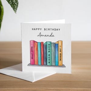 Gepersonaliseerde boekverjaardagskaart - verjaardagskaart voor boekenliefhebber - roman verjaardagskaart - verjaardagskaart lezer - verjaardagskaart boekenwurm
