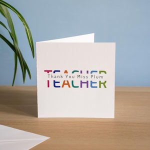 Cartão de agradecimento personalizado para o Dia Mundial do Professor, presente de fim de período escolar para professor de creche