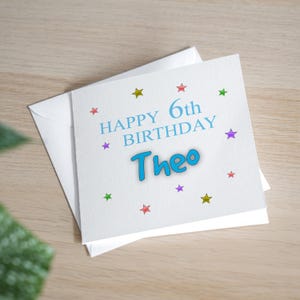 Gepersonaliseerde 6e verjaardagskaart - 6e verjaardagskaart voor zoon - zesde verjaardagskaart kleinzoon - sterverjaardagskaart voor jongen - cadeau 6e verjaardag