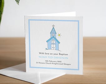 Personalised Baptism Card Grandson With Love On Your Baptism Day Card Godson Church Baptism Card Boy Gift For Baptism Handmade