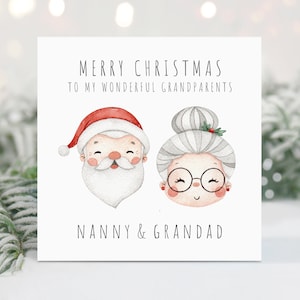 Cartão de Natal personalizado para avós - Cartão de Feliz Natal dos Netos - Cartão de Natal da Vovó e do Vovô - Nan e Grandad Xmas