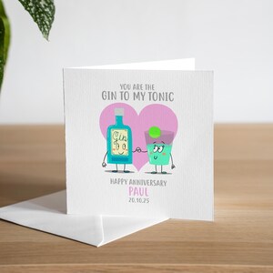 Biglietto di auguri personalizzato per anniversario di matrimonio divertente per lui - Biglietto di auguri per anniversario di gin tonic - Biglietto di auguri divertente per anniversario di matrimonio per marito