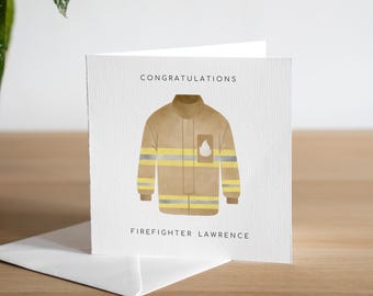 Carte personnalisée pour nouveau pompier, félicitations, étudiant, pompier diplômé