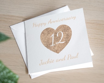 Personalisierte Seide 12. Hochzeitstag Karte 12. Jahrestag Meilenstein Geschenk für sie zwölf Jahre verheiratet zusammen