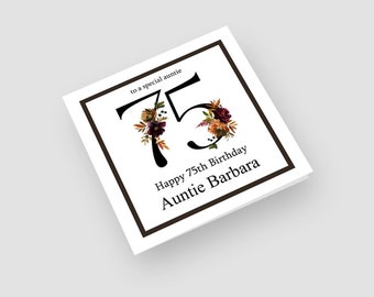 Biglietto 75° Compleanno Per Amica - Con Bouquet Floreale, Regalo Per Donna 75 Anni, Fatto A Mano In Inghilterra