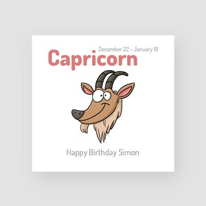 Biglietto di compleanno Capricorno personalizzato - Biglietto di compleanno divertente - Per lui - Per lei - Zodiaco - Oroscopo - Segno zodiacale - Astrologia - Segno di terra