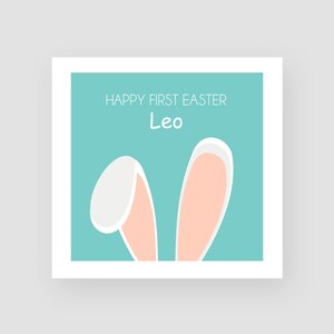 Carte de Pâques personnalisée faite à la main - Joyeuses premières Pâques - 1ère Pâques - Oreilles de lapin - Nouveau-né garçon - Fils - Petit-fils - Neveu