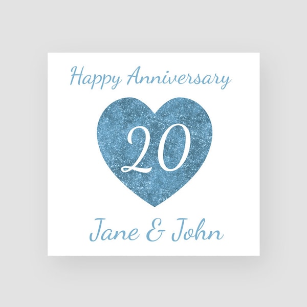 Personalised China 20th Wedding Anniversary Card Handmade 20th Anniversary Milestone Gift For Them Twenty Years Married Together