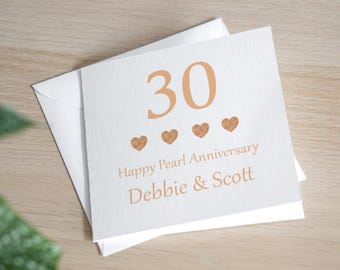 パーソナライズされた30周年記念カード 真珠の記念日カード 30周年記念カード 真珠婚式記念ギフト 結婚30周年ギフト