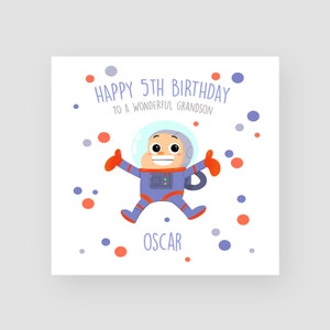 Personalizzato 5th Birthday Card For Boy - Spaceman 5th Birthday Card - Son 5th Birthday Card Spaceman - Nipote 5th Birthday Card