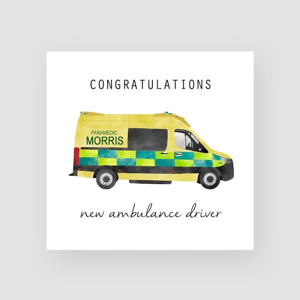 Personalised Congratulations Card New Ambulance Driver - New Job Paramedic Card - Graduation Paramedic Card - Student Paramedic Card