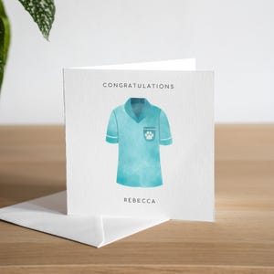 Cartão personalizado para novo veterinário, parabéns ao aluno, cartão de graduação em veterinária, presentes artesanais para novos veterinários, 2024, 1º cartão de emprego de cirurgião animal para ela