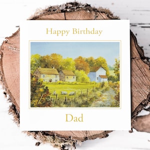 Cartão de aniversário personalizado com cenário - Cartão de aniversário de casa de campo - Cartão de aniversário de fazenda no campo - Cartão de aniversário para ele - Cartão de aniversário para o pai