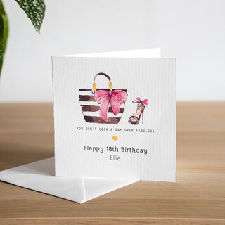 Biglietto Di Auguri 18° Compleanno Per Figlioccia – 18 & Fabulous – Hunts England – Con Busta – Formato 148x148 Mm
