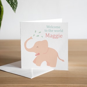 Gepersonaliseerde Welcome To The World-kaart voor haar - gepersonaliseerde nieuwe kaart voor babymeisje - nieuwe kleindochterkaart - gefeliciteerd nieuwe meisjeskaart