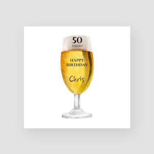 Carte d'anniversaire personnalisée 50e - Carte de bière joyeux anniversaire - Carte d'anniversaire pinte - Cartes d'anniversaire pour lui - Carte d'anniversaire pour fils - N'IMPORTE QUEL NOM/ÂGE
