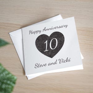 Carte personnalisée en étain pour le 10e anniversaire de mariage, cadeau d'étape fait main pour le 10e anniversaire de mariage pour eux, dix ans de mariage