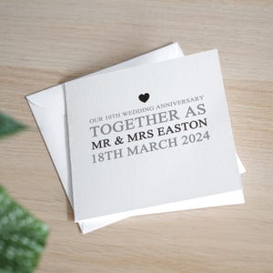 Carte personnalisée 10e anniversaire - carte d'anniversaire en étain - sur notre carte 10e anniversaire de mariage - cadeau 10e anniversaire - 10 ans de mariage
