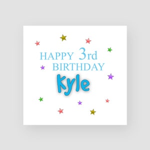 Biglietto personalizzato per il 3° compleanno - Biglietto per il 3° compleanno per figlio - Biglietto per il terzo compleanno nipote - Biglietto di compleanno stella per ragazzo - Regalo per il 3° compleanno