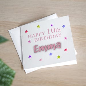 Carte personnalisée 10e anniversaire pour fille - Carte dixième anniversaire fille - Carte 10e anniversaire petite-fille - Cadeau 10e anniversaire pour fille