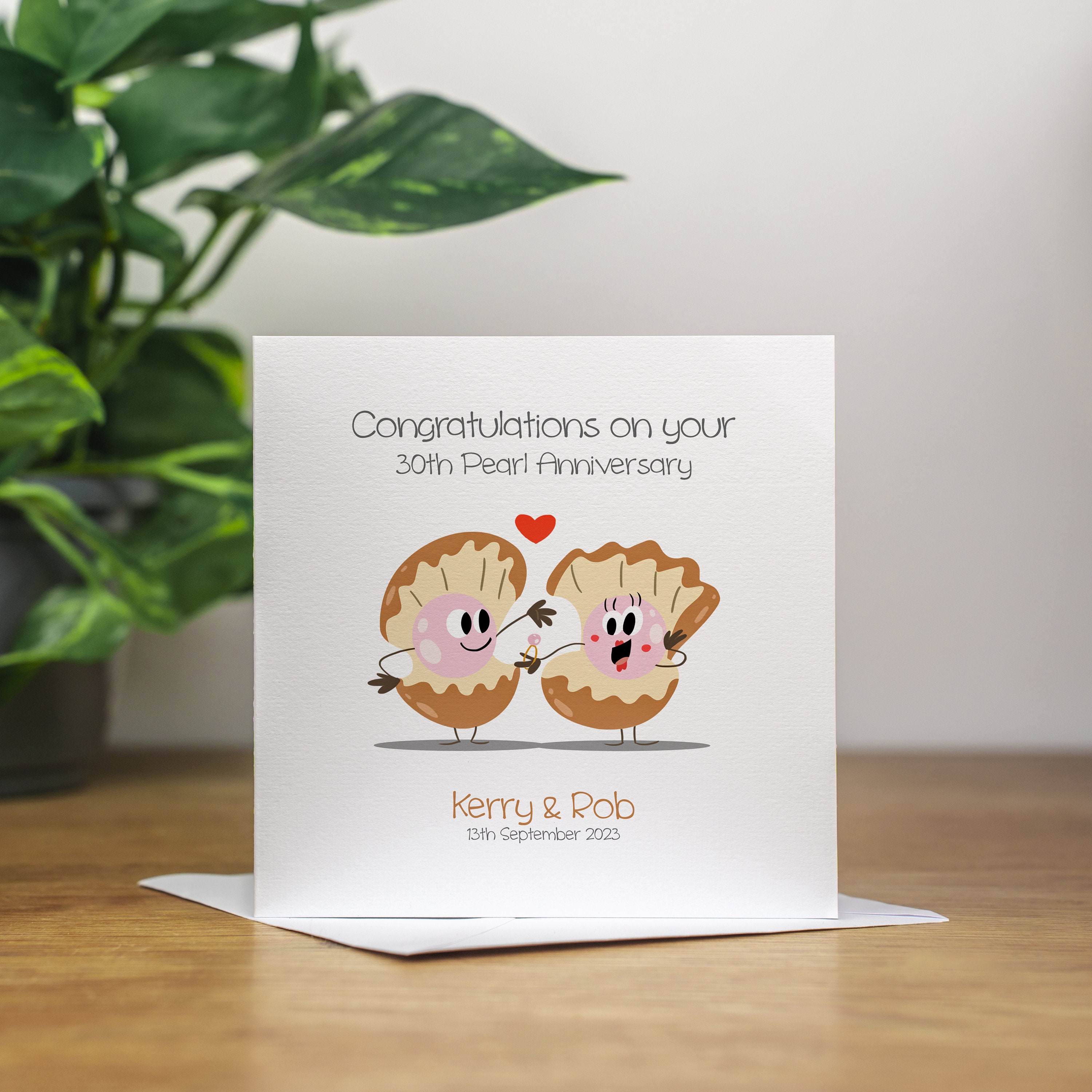 Biglietto di auguri per il 30° anniversario di matrimonio, biglietto di auguri per anniversario di matrimonio, con cuore in legno, per marito, moglie o coppia, regalo per celebrare una pietra miliare
