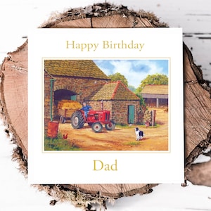 Cartão de aniversário personalizado de fazenda - Cartão de aniversário de fazenda - Presentes de aniversário de fazendeiro - Cartão de aniversário personalizado de pai - Trator vintage
