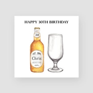 Carte personnalisée 30e anniversaire - carte d'anniversaire cidre - cartes d'anniversaire pour lui - carte 30e anniversaire petit-fils - carte 30e anniversaire fils