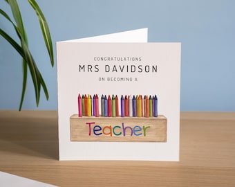Personalised Congratulations On Becoming a Teacher - New Job Teacher Card - Graduation Teacher Card - Newly Qualified Teacher - NQT Card