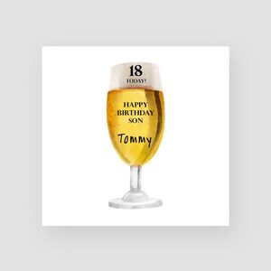 Personalizzato 18th Birthday Card - Happy Birthday Beer Card - Pint Birthday Card - Biglietti di compleanno per lui - Biglietto di compleanno figlio - QUALSIASI NOME/ETÀ