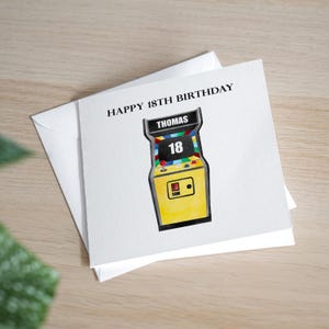 Personalised Male 18th Birthday Card For Gamer - 18 Birthday Card Grandson - Handmade Gaming Birthday Card - Retro Arcade Birthday Gift