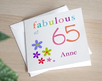 Personalised 65th Birthday Card Fabulous At 65 Birthday Card Female 65th Birthday Gift Grandma 65 Card For Mum 65th Bday Handmade Card