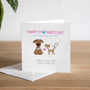 Tarjeta personalizada para el Día de la Madre de un perro o un gato - Tarjeta para el Día de la Madre de una mascota - Regalo para el Día de la Madre hecho a mano para perros y gatos