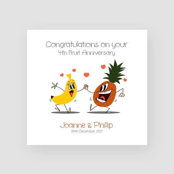 Personalised 4th Anniversary Card Fruit Anniversary Card - Etsy Sweden Personalised 4th Anniversary Card Fruit Anniversary Card - Etsy Sweden