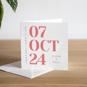 Tarjeta de aniversario personalizada para el 35.° aniversario de la esposa Tarjeta de aniversario coral para el 35.° aniversario del esposo Tarjeta de aniversario hecha a mano para el 35.° aniversario para ellos