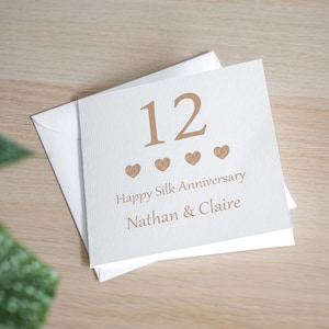 12周年記念カード - シルクの記念カード - 12周年記念カード - シルクの結婚記念日ギフト - 結婚12周年ギフト