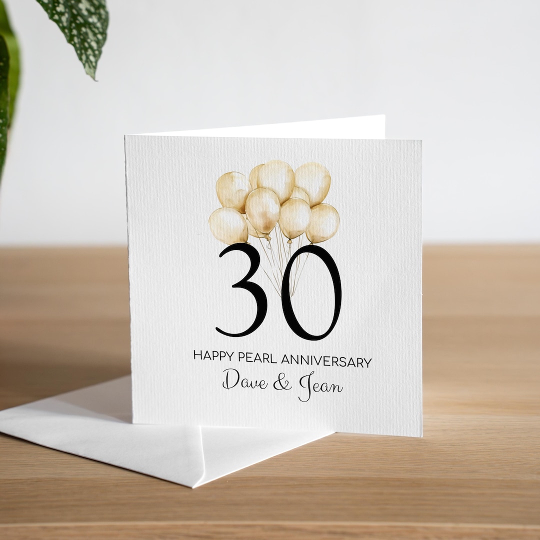 Personalised 30th Wedding Anniversary Card Handmade Pearl Anniversary ...