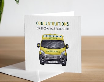 Personalised Congratulations On Becoming a Paramedic - New Job Paramedic Card - Graduation Paramedic Card - New Ambulance Driver