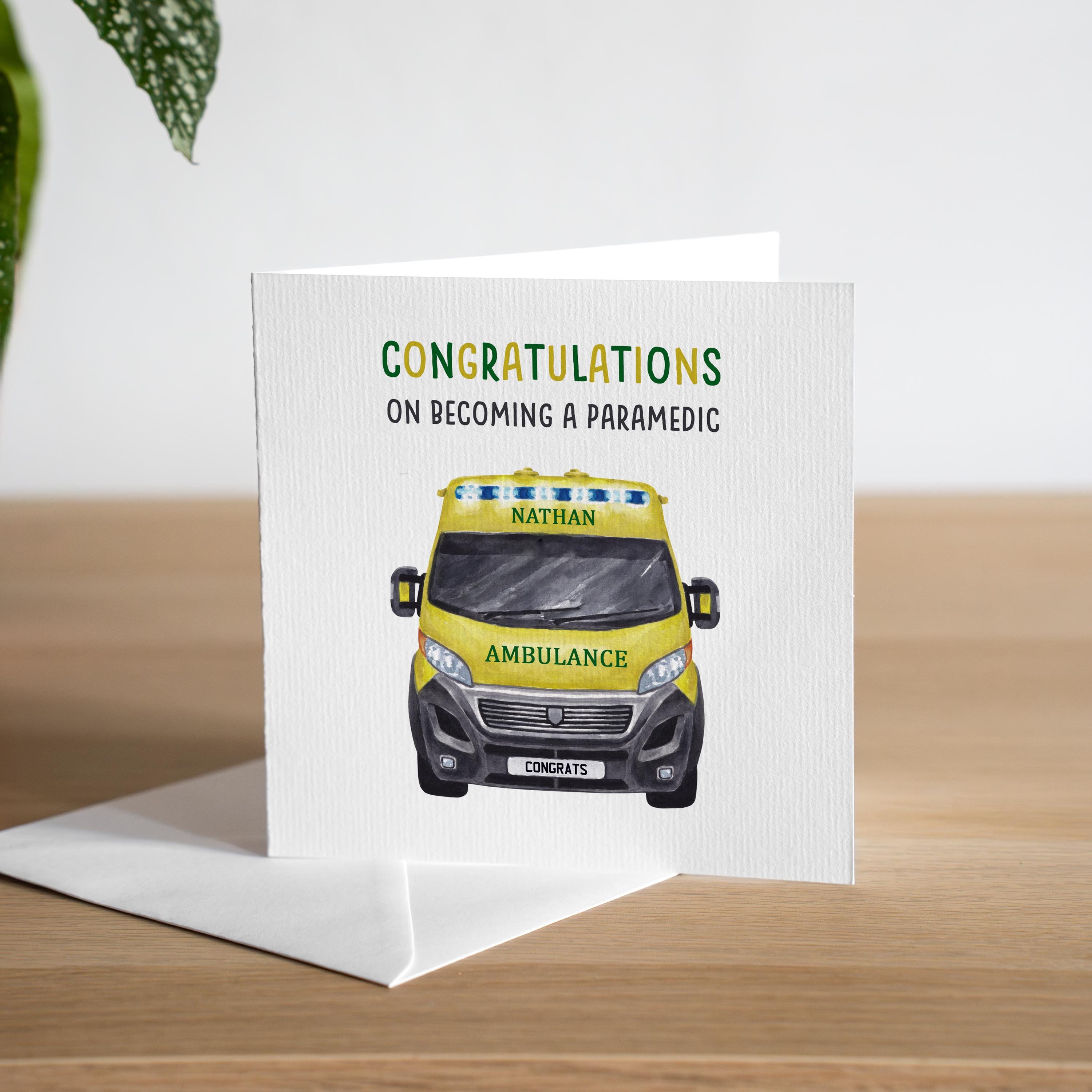 Congratulations First Aid Personalised Congratulations on Becoming a Paramedic - New Job ...