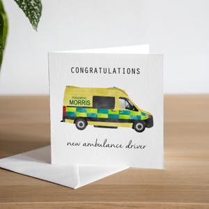 Gepersonaliseerde felicitatiekaart Nieuwe ambulancechauffeur - nieuwe baan paramedicuskaart - pas afgestudeerde paramedicus - student paramedicuskaart