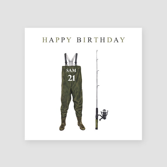 Personalised 21st Birthday Card Fisherman 21 Birthday Card Son Fishing  Birthday Gift Handmade Angler Birthday Card Grandson Fish Enthusiast 