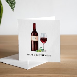 Cartão de aposentadoria personalizado para ele - Cartão de aposentadoria de vinho tinto - Parabéns pelo seu cartão de aposentadoria - Cartão de aposentadoria de álcool