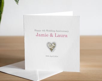 Cartão personalizado de 4º aniversário - Cartão de aniversário de linho - Cartão de quarto aniversário - Presente de 4º aniversário - Cartão de 4º aniversário